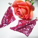 *FREE SHIPPING*E613 BlingBling Pink Dangle Clip On Earrings 10cm  Earrings 10cm