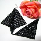 *FREE SHIPPING*E612 BlingBling Dark Dangle Clip On Earrings 10cm
