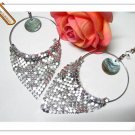 free shipping ~ E610 Shell BlingBling Silverly Clip On Earrings 10cm