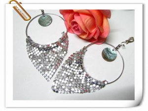 free shipping ~ E610 Shell BlingBling Silverly Clip On Earrings 10cm