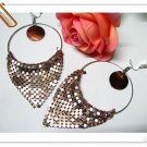 *FREE SHIPPING *E609 Shell BlingBling Brown Clip On Earrings 10cm
