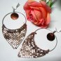 *FREE SHIPPING *E609 Shell BlingBling Brown Clip On Earrings 10cm