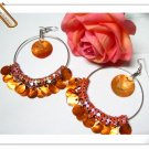 *FREE SHIPPING *E608 Shell BlingBling Orange Clip On Earrings 9cm