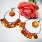 *FREE SHIPPING *E608 Shell BlingBling Orange Clip On Earrings 9cm