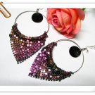 *FREE SHIPPING *E607 Shell BlingBling Purple Clip On Earrings 10cm