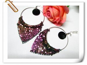 *FREE SHIPPING *E607 Shell BlingBling Purple Clip On Earrings 10cm