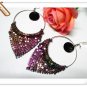 *FREE SHIPPING *E607 Shell BlingBling Purple Clip On Earrings 10cm