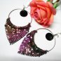 *FREE SHIPPING *E607 Shell BlingBling Purple Clip On Earrings 10cm