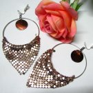 *FREE SHIPPING *E606 Shell BlingBling Brown Clip On Earrings 10cm