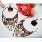 *FREE SHIPPING *E606 Shell BlingBling Brown Clip On Earrings 10cm