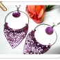 *FREE SHIPPING *E604 BlingBling Purple Charming Clip On Earrings 10cm