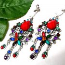 *FREE SHIPPING *E1688 Rhinestone Exotic Colorful Clip On Earrings 8cm