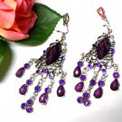 *FREE SHIPPING *E1684 Purple Rhinestone Clip On Earrings 7.5cm Charming!