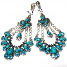 *FREE SHIPPING *E1683 Charming Blue Rhinestone Clip On Earrings 7.5cm