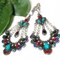 *FREE SHIPPING *E1682 Colorful Dangle Floral Clip On Earrings 8cm cOOl!!