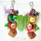 *FREE SHIPPING* E442 Colorful Shell & Beads Dangle Clip On Earrings 6cm