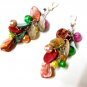 *FREE SHIPPING* E442 Colorful Shell & Beads Dangle Clip On Earrings 6cm