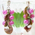 *FREE SHIPPING* E443 Charming Shell & Beads Clip On Earrings 6cm cOOl!!