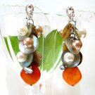 *FREE SHIPPING* E447 Pretty Clip On Earrings 6cm Shell & Beads made