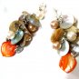 *FREE SHIPPING* E447 Pretty Clip On Earrings 6cm Shell & Beads made