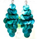 *FREE SHIPPING*E450 Charming Green Shell Clip On Earrings 8.5cm cOOl!