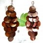 *FREE SHIPPING*E453 Light Brown Shell Dangle Clip On Earrings 8.5cm cOOl!