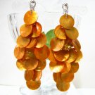 *FREE SHIPPING*E455 Yellow Shell Dangle Clip On Earrings 8.5cm cOOl!