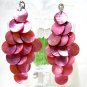 *FREE SHIPPING* E422 Beautiful Pink Shell Dangle Clip On Earrings 8.5cm