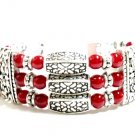 *FREE SHIPPING* BA210 TIBETAN SILVER 3 STRANDS CORAL RED BRACELET