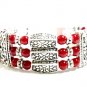 *FREE SHIPPING* BA210 TIBETAN SILVER 3 STRANDS CORAL RED BRACELET