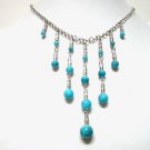 *FREE SHIPPING*NA655ETHNIC TRIBAL DANGLE BLUE NECKLACE 45CM