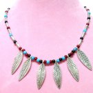 *FREE SHIPPING*NA674 ETHNIC TRIBAL DANGLE LEAF NECKLACE 45cm