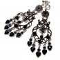 *FREE SHIPPING*E1732 Rhinestone Dangle black Exotic Jewelry Clip On Earrings 10.5cm Huge!