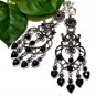 *FREE SHIPPING*E1732 Rhinestone Dangle black Exotic Jewelry Clip On Earrings 10.5cm Huge!