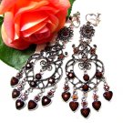 *FREE SHIPPING*E1731 Brown Rhinestone Dangle Exotic Jewelry Clip On Earrings 10.5cm Huge!