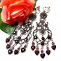 *FREE SHIPPING*E1731 Brown Rhinestone Dangle Exotic Jewelry Clip On Earrings 10.5cm Huge!