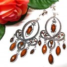 *FREE SHIPPING*E1729 Rhinestone Dangle Brown Exotic Jewelry Clip On Earrings 10cm cOOl!!