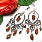 *FREE SHIPPING*E1729 Rhinestone Dangle Brown Exotic Jewelry Clip On Earrings 10cm cOOl!!