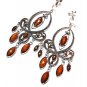 *FREE SHIPPING*E1729 Rhinestone Dangle Brown Exotic Jewelry Clip On Earrings 10cm cOOl!!