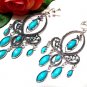*FREE SHIPPING*E1728 Rhinestone Dangle Blue Exotic Jewelry Clip On Earrings 10cm gorgeous!Huge!