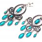 *FREE SHIPPING*E1728 Rhinestone Dangle Blue Exotic Jewelry Clip On Earrings 10cm gorgeous!Huge!