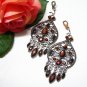 *FREE SHIPPING*E1723 Brown Rhinestone Dangle Clip On Earrings 7cm Charming!!