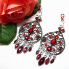*FREE SHIPPING*E1722 Rhinestone Dangle Red Clip On Earrings 7cm Charming!!