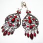 *FREE SHIPPING*E1722 Rhinestone Dangle Red Clip On Earrings 7cm Charming!!