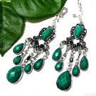 *FREE SHIPPING*E1706 Green Rhinestone Dangle Clip On Earrings 8.5cm cOOl!!