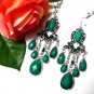 *FREE SHIPPING*E1706 Green Rhinestone Dangle Clip On Earrings 8.5cm cOOl!!