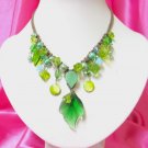 *FREE SHIPPING*NB402 GLASS LEAF PENDANT DANGLE NECKLACE 18 inches
