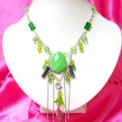 *FREE SHIPPING*NB404 GLASS PENDANT GREEN DANGLE NECKLACE 18 inches