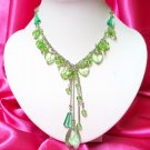 *FREE SHIPPING*NB417 EVERGREEN CRYSTAL CLEAR GLASS BEADS DANGLE NECKLACE