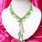 *FREE SHIPPING*NB417 EVERGREEN CRYSTAL CLEAR GLASS BEADS DANGLE NECKLACE